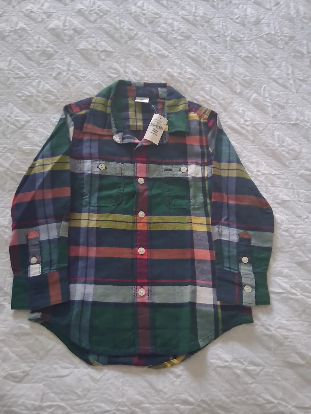 Baby Gap Boys' Long Sleeve Plaid Button-Down Shirt - Green Multi Size 4 Years